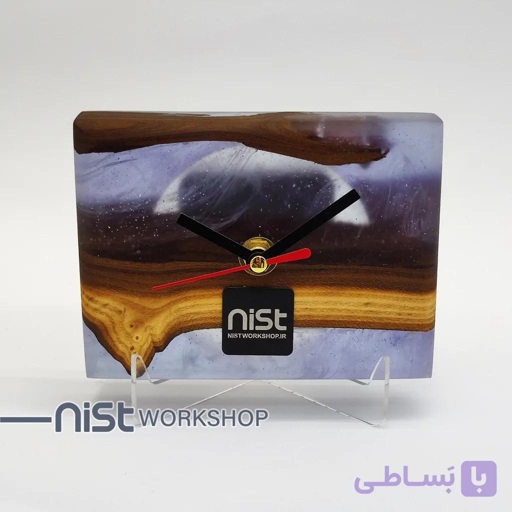ساعت رومیزی چوب سنجد و رزین بنفش ابروبادی اکلیلی -کد۰۰۰۹