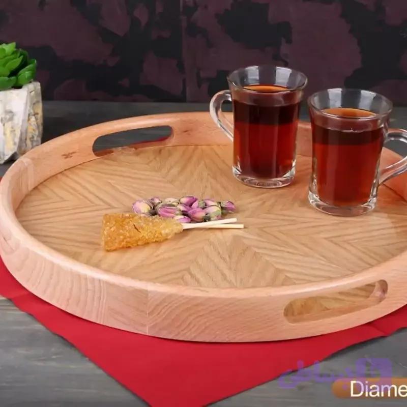سینی گرد لب دار چوبی