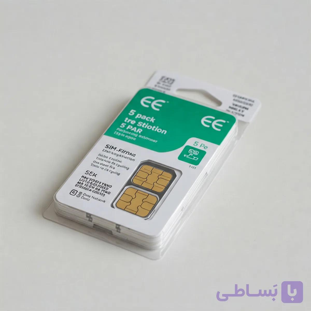 سیمکارت فیزیکی دائمی EE UK کد 44+ 5 تایی