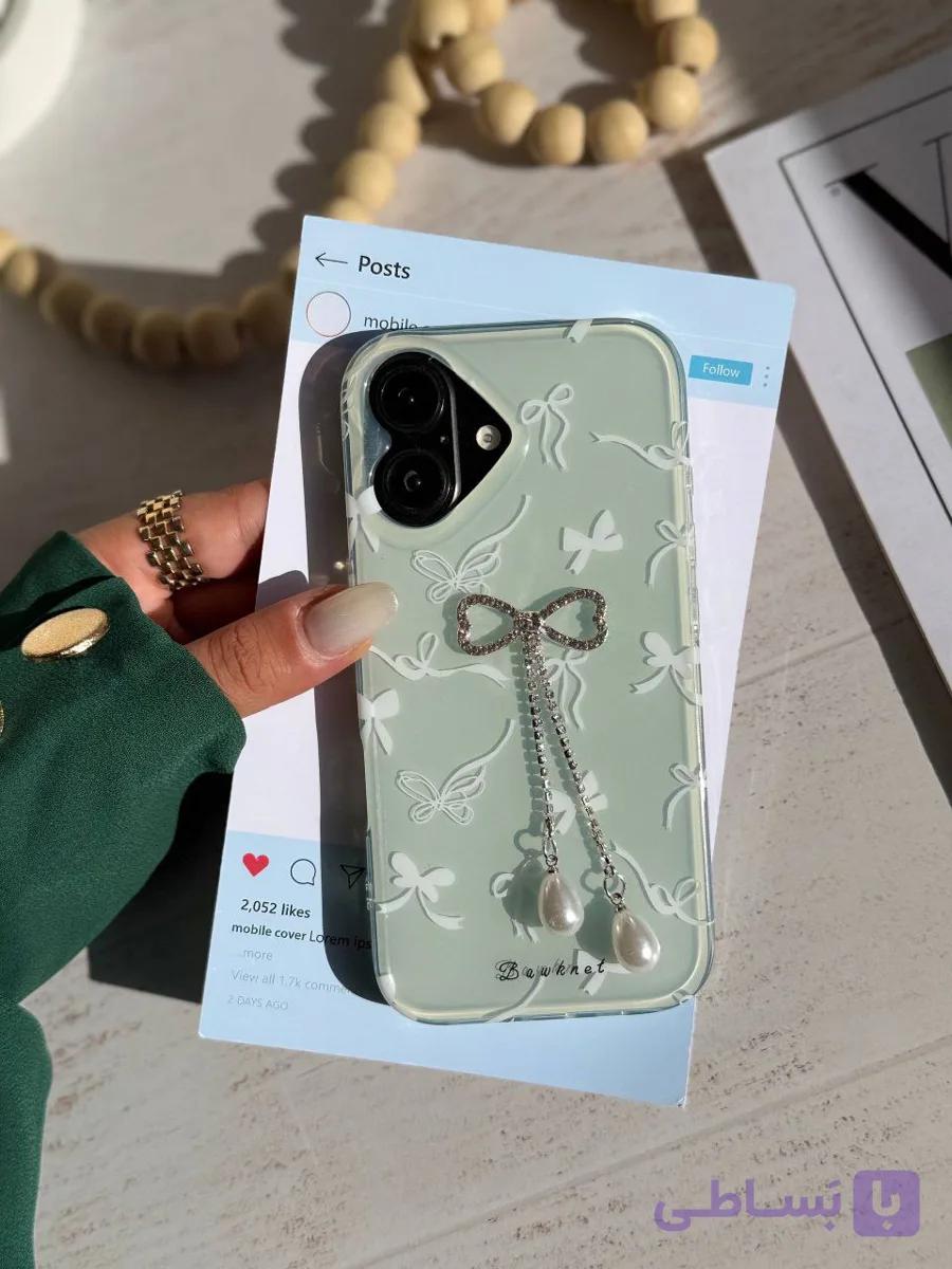 قاب Green Bow بهمراه پاپیون نگین دار چسبی — تصویر 1