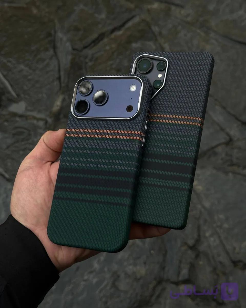قاب کربن بافت دارک گرین Dark Green — تصویر 1