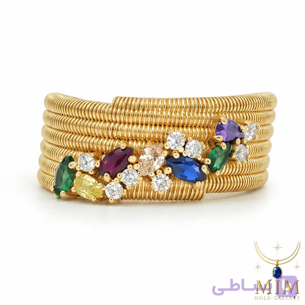 انگشتر نگین دار مولتی کالر — تصویر 1