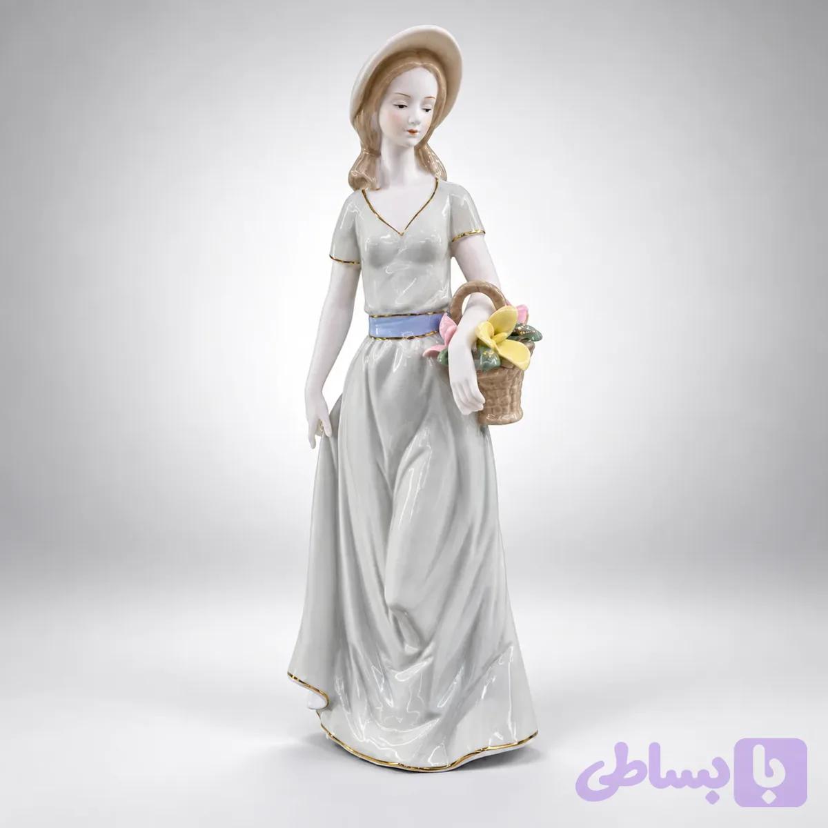 مجسمه چینی بانوی سبد به دست — تصویر 1