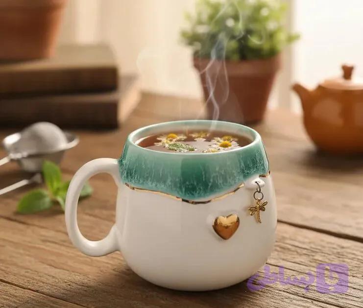 ماگ سرامیکی شره‌ای طلایی