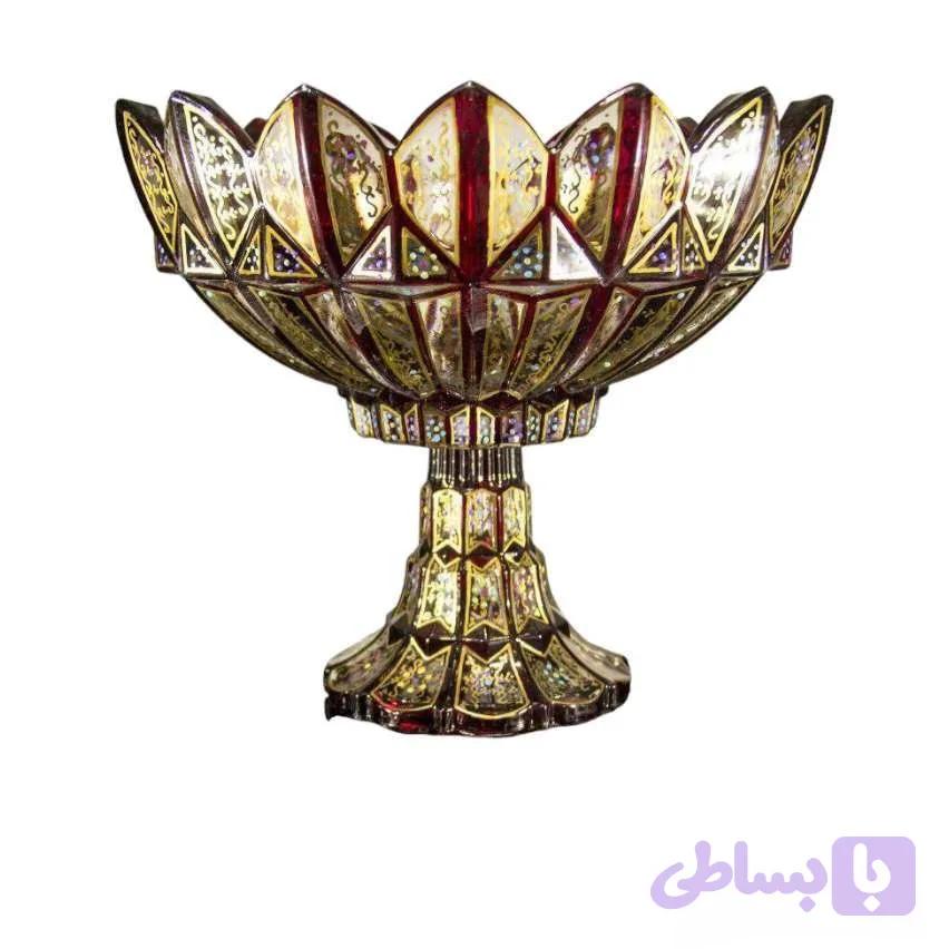 کاسه آجیل خوری دالیا بزرگ ترمه قرمز — تصویر 1