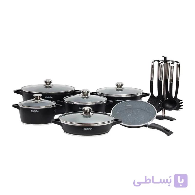سرویس قابلمه 18 پارچه گرانیت ارکید کاج تفلون — تصویر 1