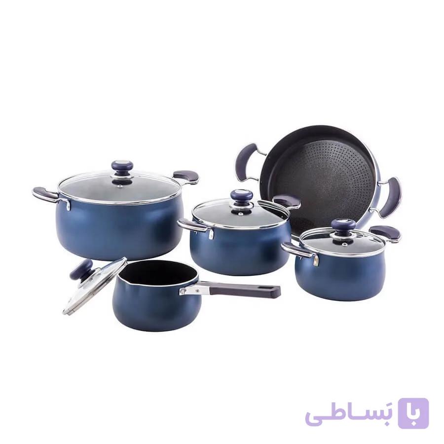 سرویس قابلمه کلاسیک 10 پارچه گرانیت کاج تفلون — تصویر 1