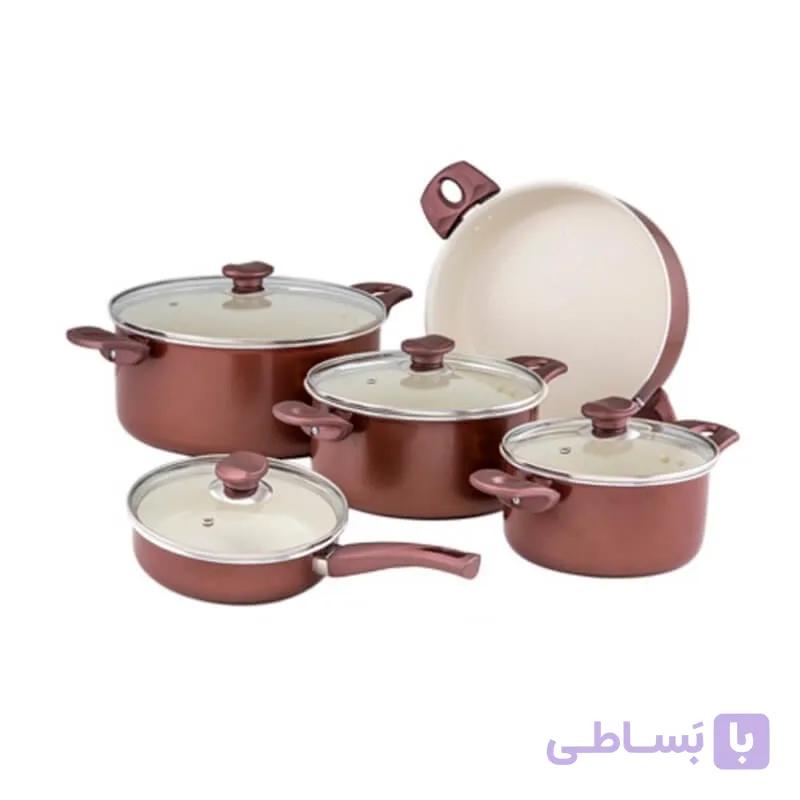 سرویس قابلمه گرانیتی 10 پارچه آریسا کاج تفلون — تصویر 1