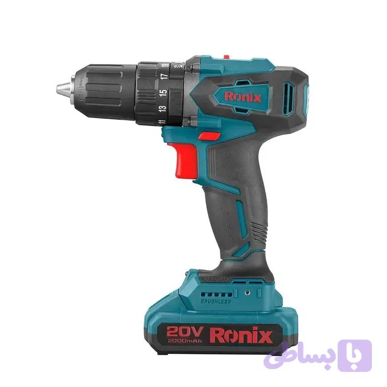 دریل چکشی 20 ولت شارژی براشلس رونیکس 8900 (تک باتری+کیف برزنتی) — تصویر 1