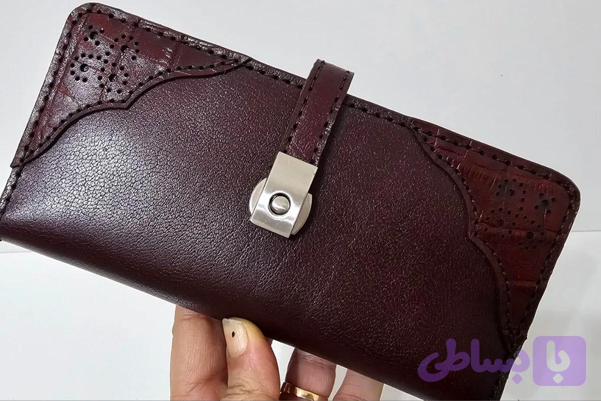 کیف پول چرم گاوی و دستدوز