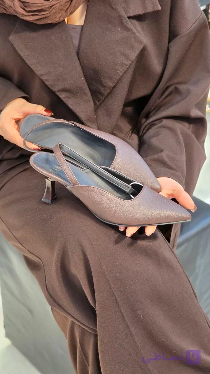 کفش مجلسی مدل نهال پاشنه 5 سانت فلوتر سورمه ای