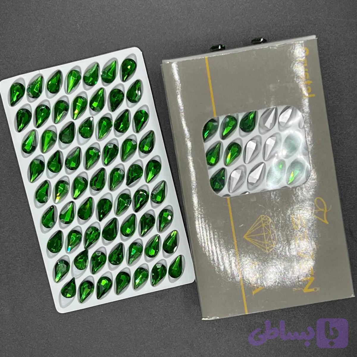 نگین مدل اشک سبز زمردی 13*8 — تصویر 1
