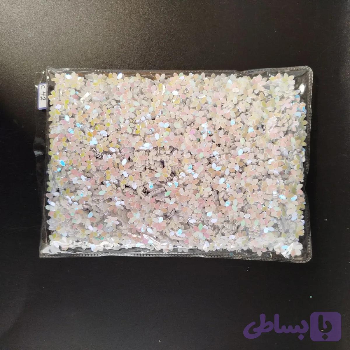 پولک گل سفید سوپرشاین کد C42 — تصویر 1