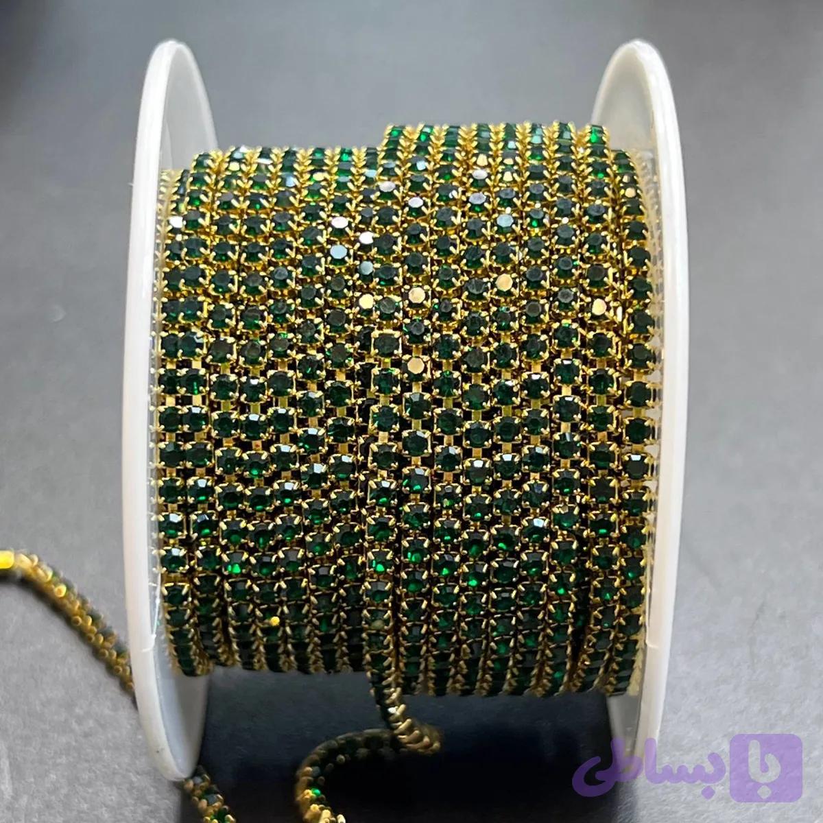 زنجیر نگین متری سبز زمردی