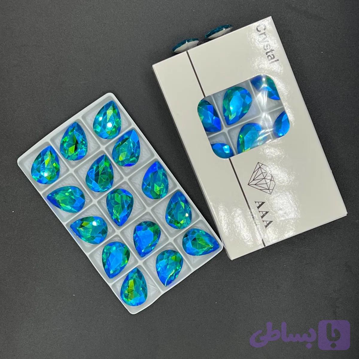 نگین مدل اشک سبز آبی25*18 — تصویر 1