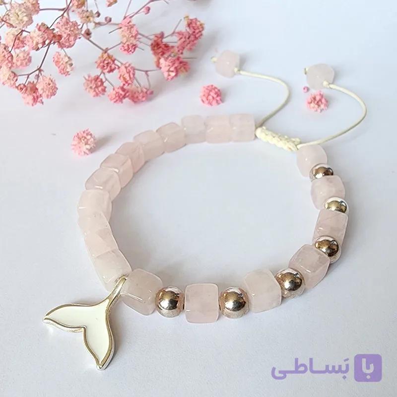 دستبند رزکوارتز نقره – کد B114 — تصویر 1