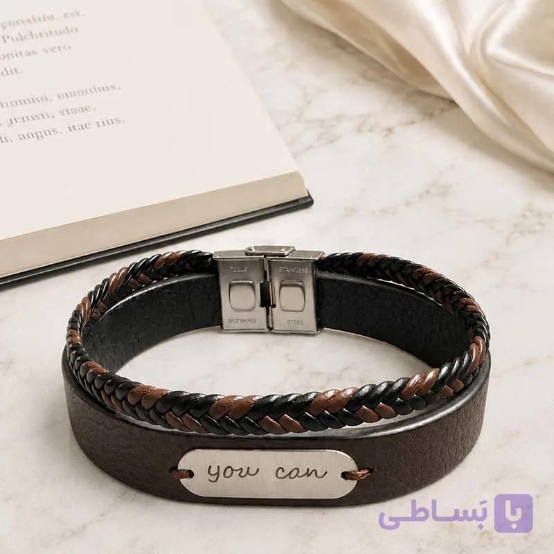 دستبند نقره و چرم – کد B145