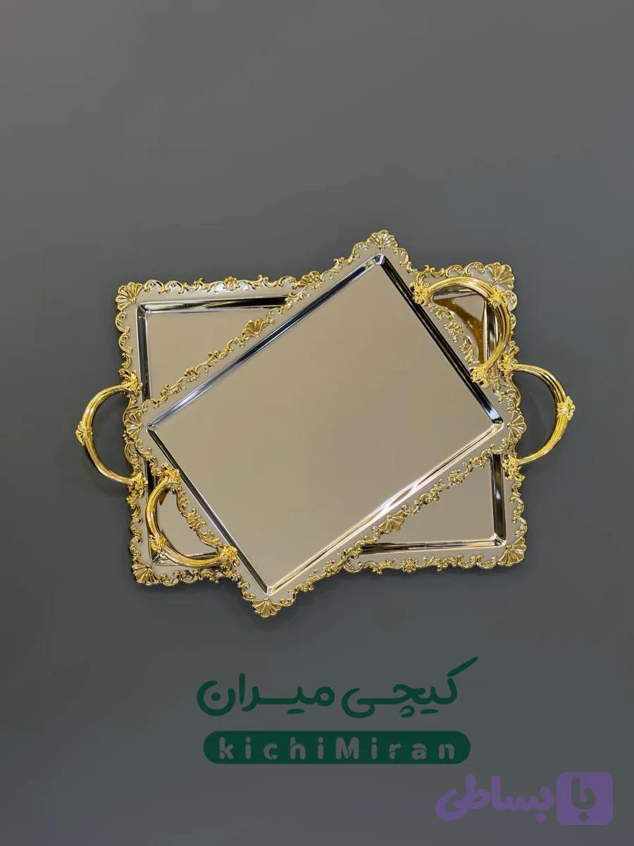 سینی پذیرایی مستطیل مینیمال سیلور گلد — تصویر 1