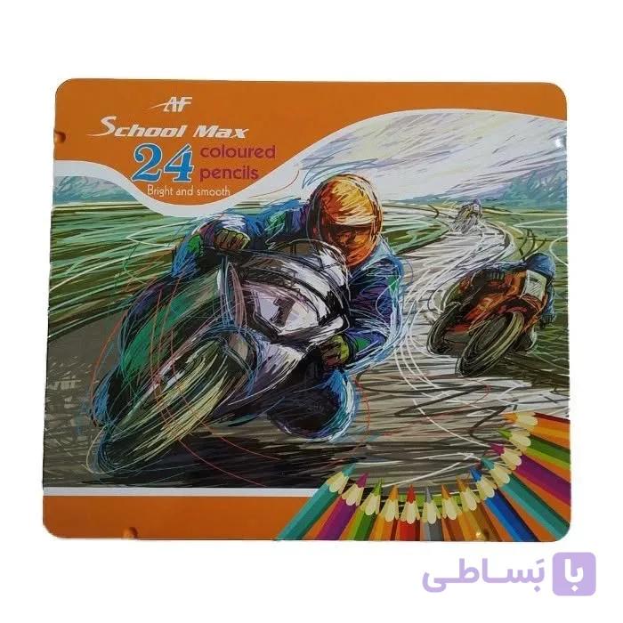 مداد رنگی 24 رنگ جعبه فلزی اسکول مکس