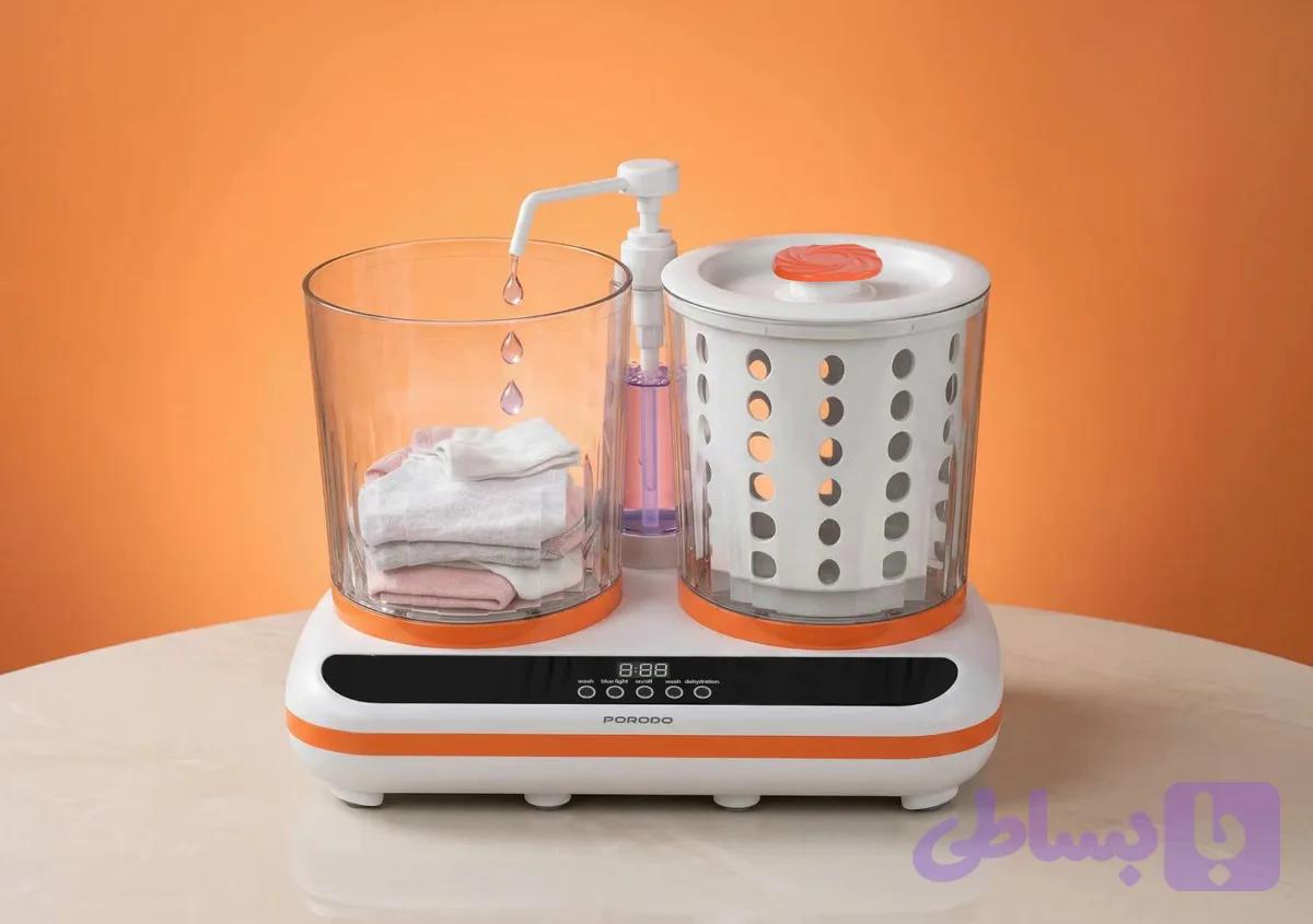 مینی لباسشویی و خشککن شارژی پرودو مدل Launder Twin HP200 | قابل حمل، مناسب سفر و لباس نوزاد
