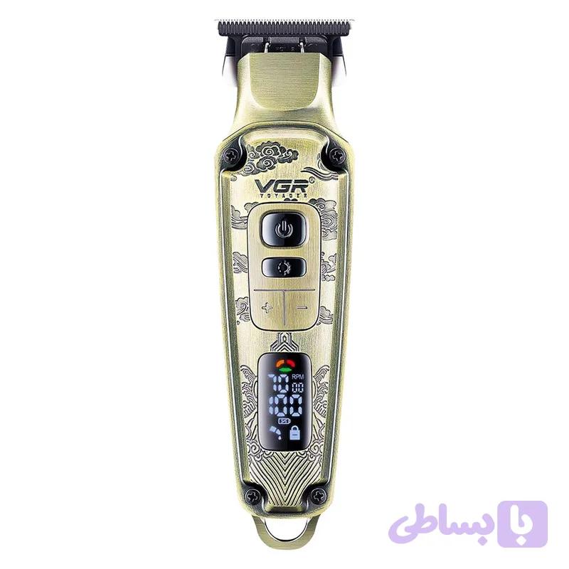 ماشین اصلاح موی صورت شارژی وی جی ار مدل 901 PRO PLUS با تیغه تیتانیوم، قابلیت صفر زنی، شارژ سریع و 4 شانه تنظیم ارتفاع