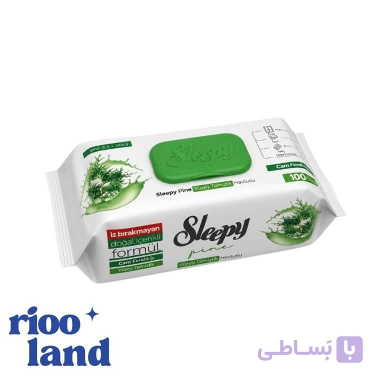دستمال مرطوب چند منظوره اسلیپیSleepy رایحه کاج بسته 100عددی