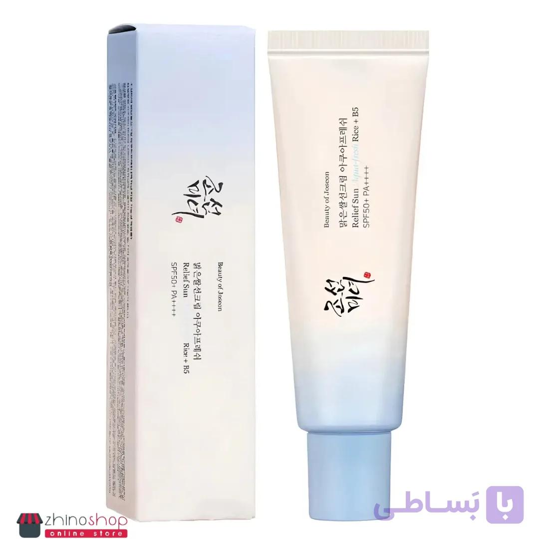 کرم ضدآفتاب آکوا فرش spf50 حاوی برنج و B5 تیوپ آلومینیومی 50ml — تصویر 1