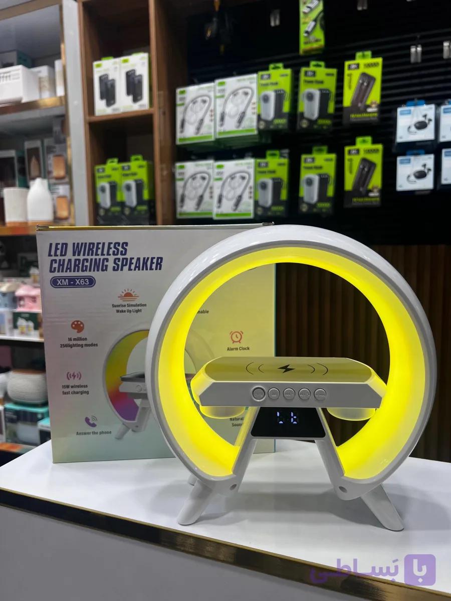 اسپیکر بلوتوثی G مدل XM-X63 (ساعت‌دار + شارژر وایرلس + لایت RGB) — تصویر 1