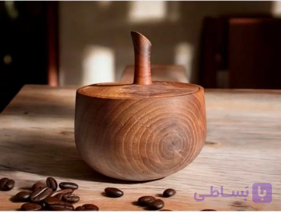 قندان چوبی خراطی - ظرف قند و شکر برای پذیرایی و دکور