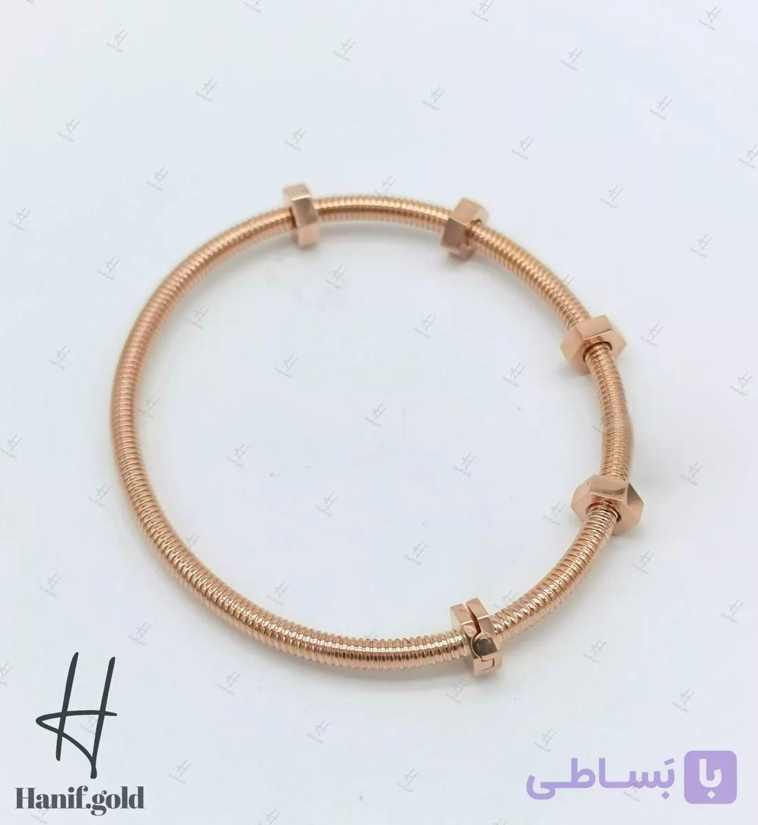 دستبند النگویی طلای رزگلد پیچ — تصویر 1