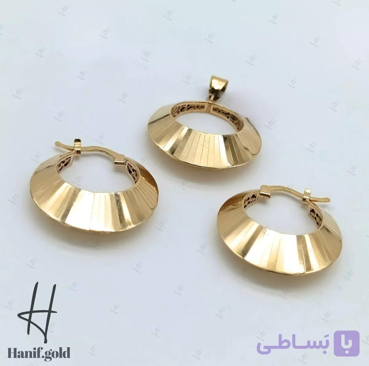 نیم ست طلای طرح دایره زرد آیینه‌ای(کالکشن سیمرغ) — تصویر 1