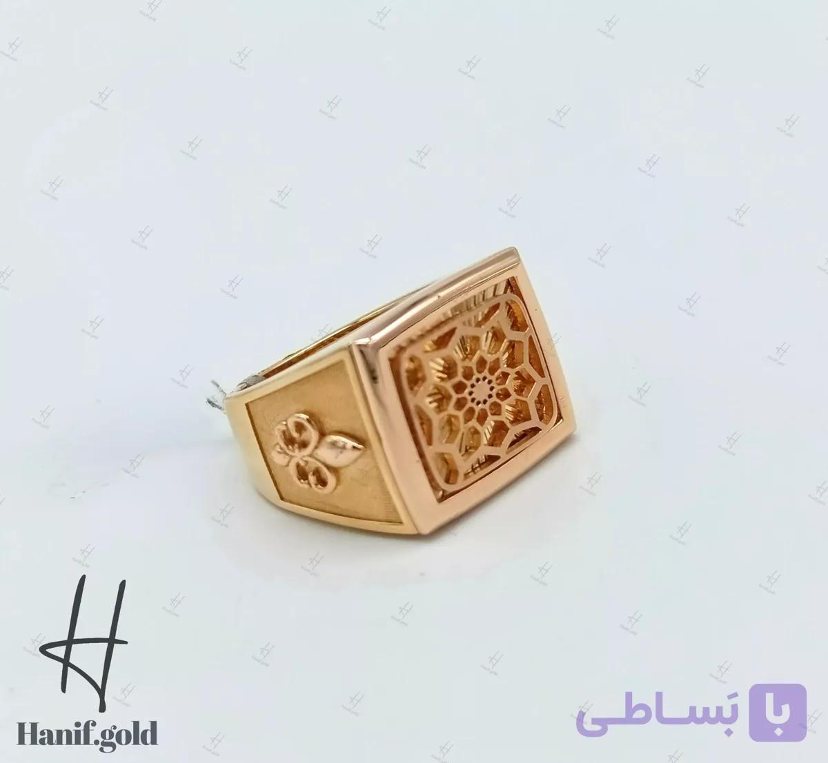 انگشتر طلای مردانه طرح سه بعدی