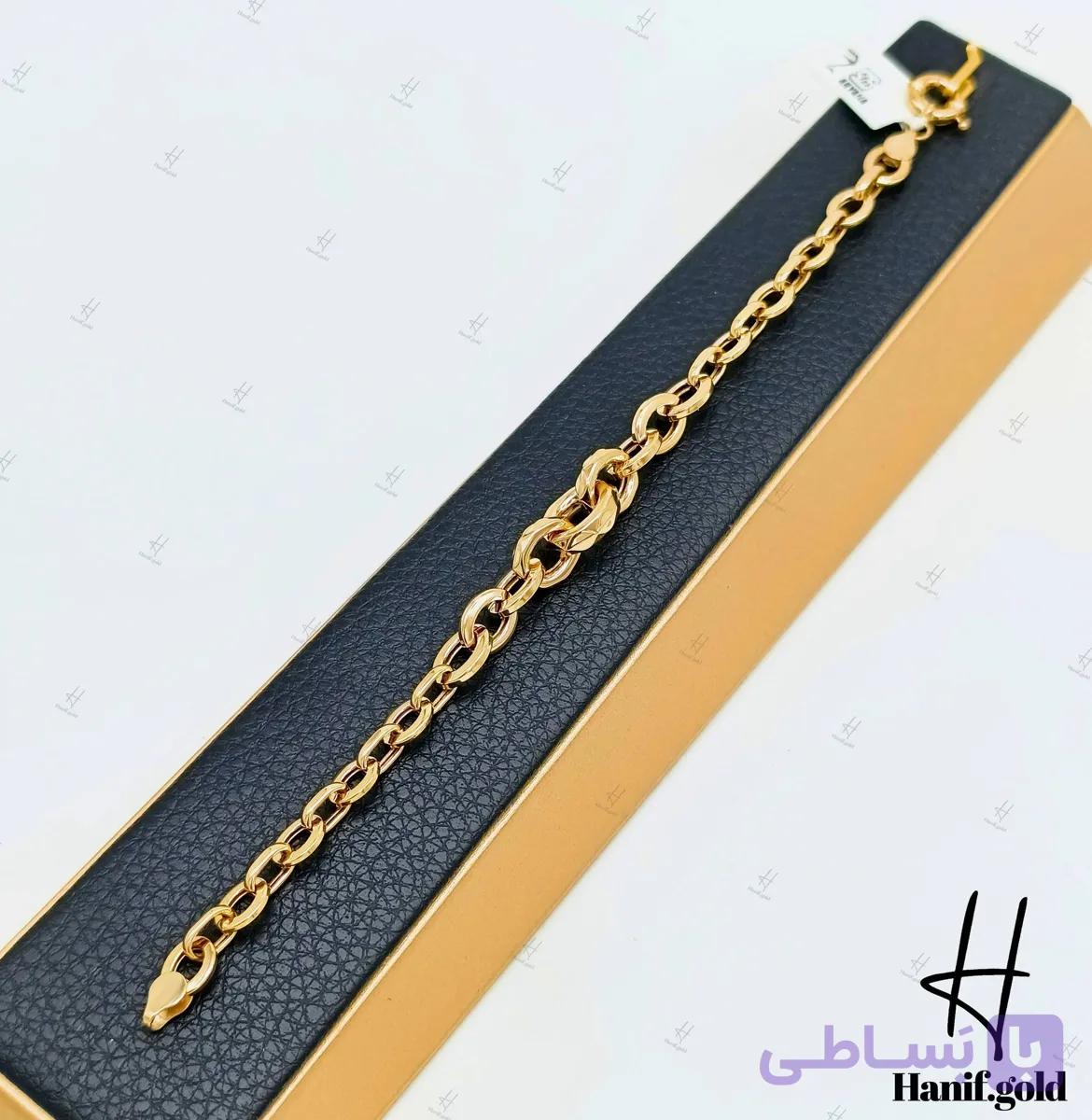 دستبند طلای لخت آریانا طرح کادنزا آیینه‌ای — تصویر 1