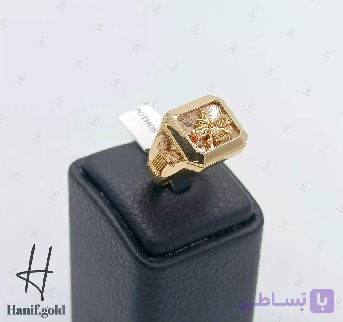 انگشتر طلای مردانه با تراش فروهر — تصویر 1