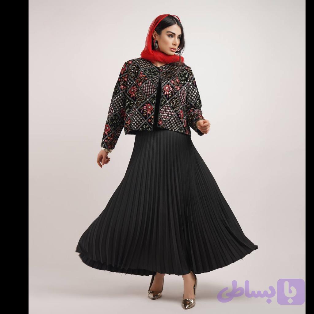 کراپ کت مخمل سوزن دوزی شده