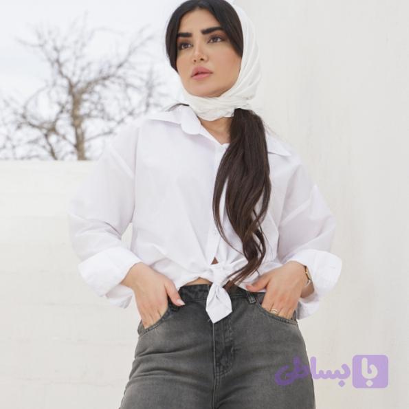 شومیز سفید ساده بیسیک