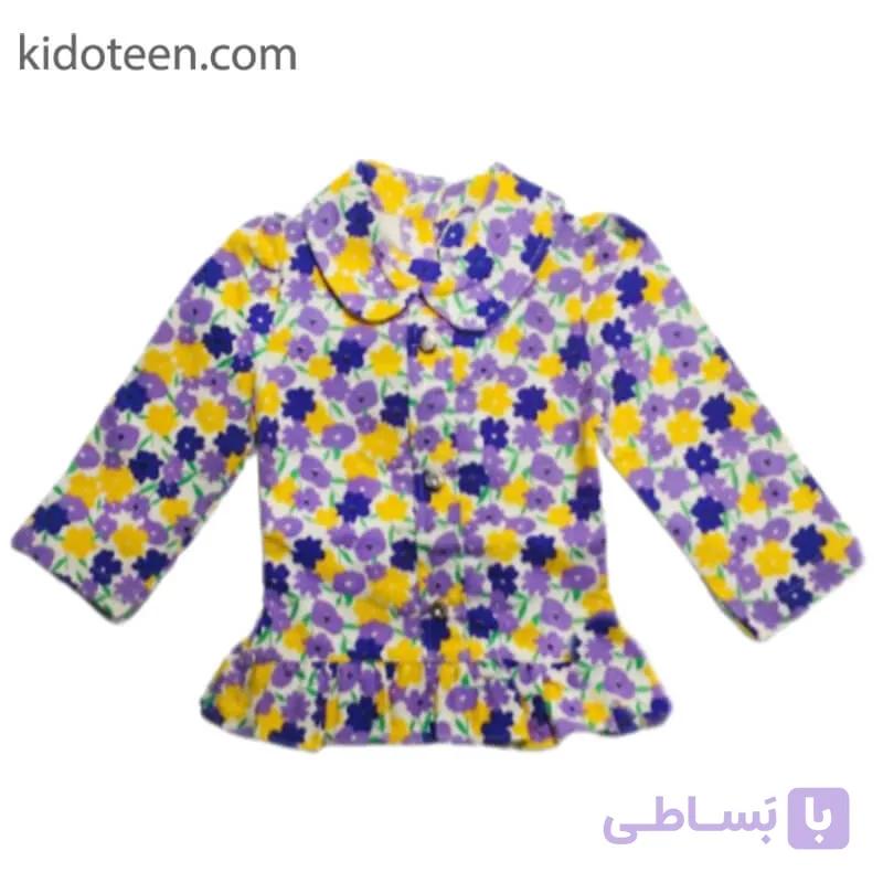 پیراهن دخترانه دگمه نما و چین دار — تصویر 1