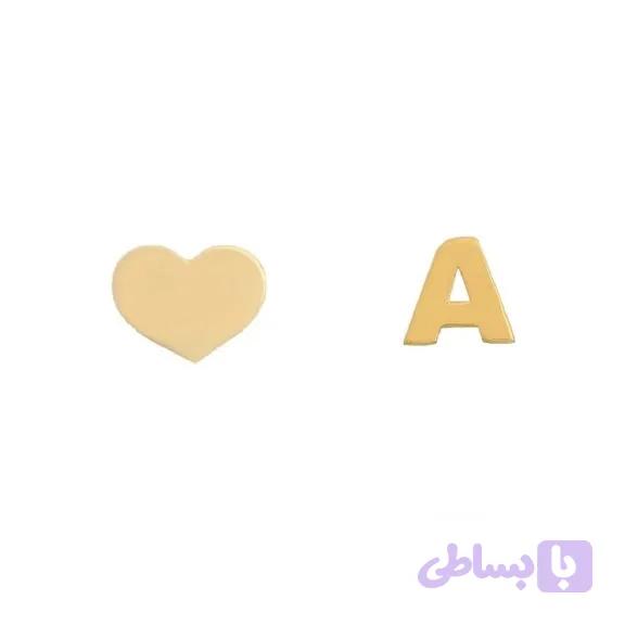گوشواره طلا قلب و حرف A
