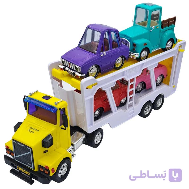 ماشین بازی مدل تریلی خودروبر بزرگ خزلی پلاست