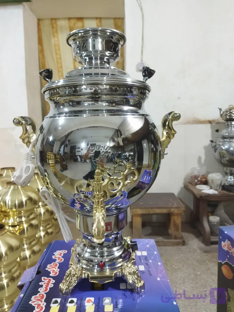 سماور برقی 12  لیتری مهسان برنجی ترموستات دار — تصویر 1