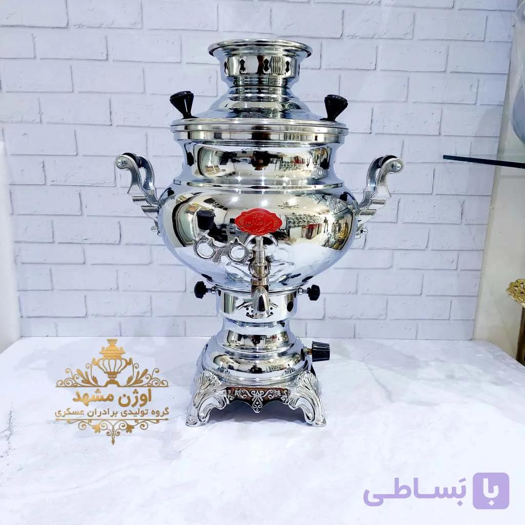 سماور 6 لیتری گازی/مهدیس ساده/برند رادین/برنجی — تصویر 1