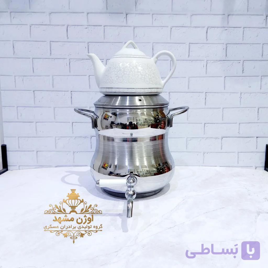 کتری قوری قیطاسی طرح دیبا / کف چدن / استیل ضد زنگ — تصویر 1