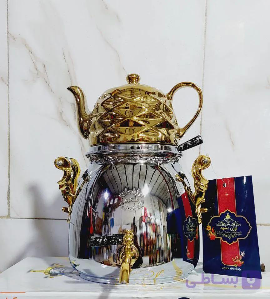 کتری قوری برنجی کد ۱۰۲ نیمه طلایی — تصویر 1