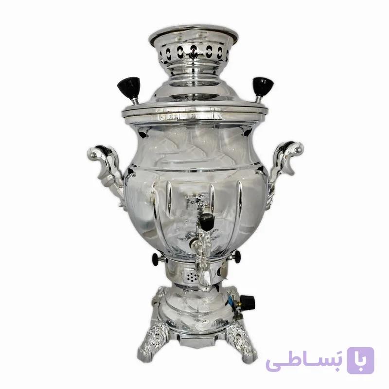 کروم سماور گازی 7 لیتری – مدل نقره‌ای با طراحی مدرن و مقاوم