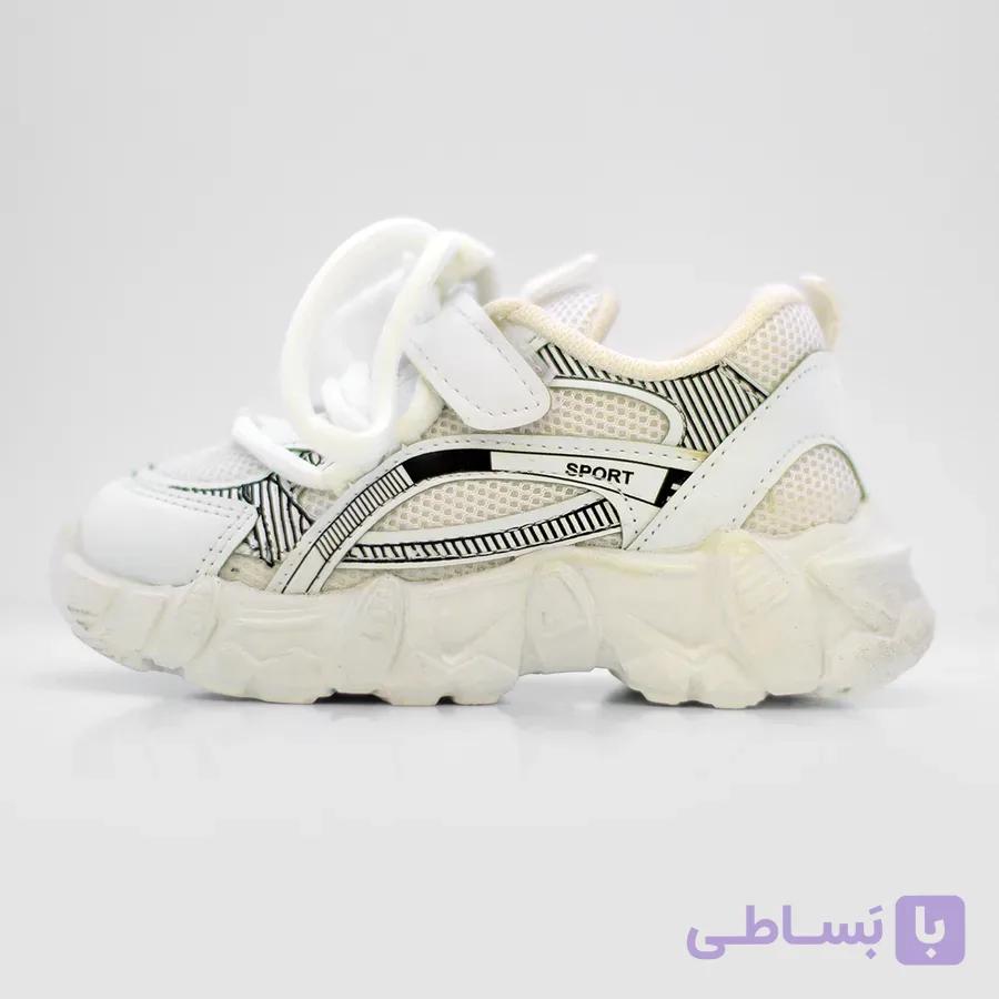 کتونی اسپورت بچگانه سفید کرم | راحتی و استایل در مهدی کالکشن