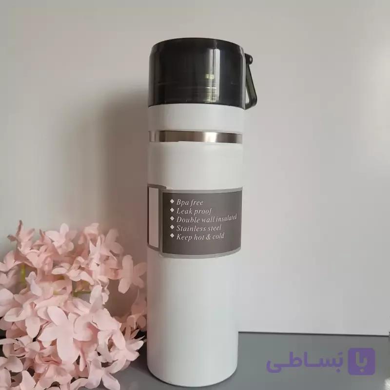 فلاسک همراه 2درب سفید 710 میل فلاکس سرد و گرم