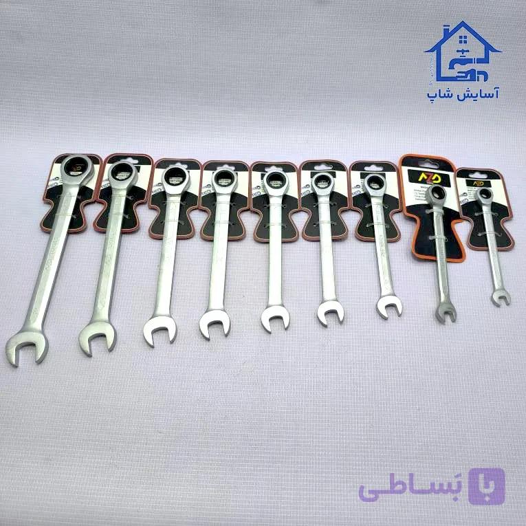 آچار یکسر تخت و یکسر رینگی جغجغه ای( 8-10-12-13-14-15-16-17-19 )AZD (قیمت هر عدد به صورت جدا روی سایز کلیک کنید) — تصویر 1