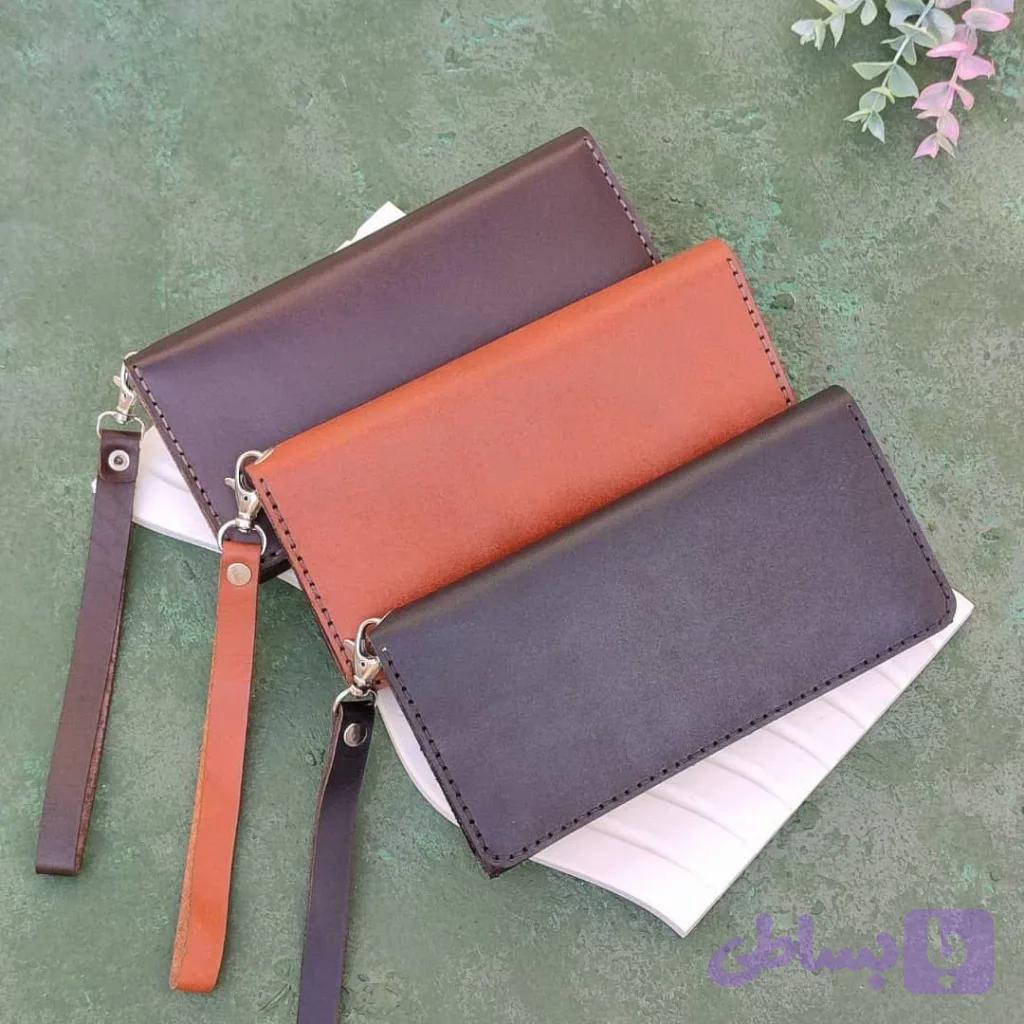 کیف پول چرم طبیعی گاوی دستدوز — تصویر 1