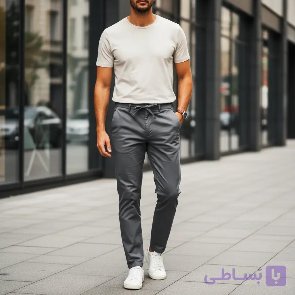 شلوار مام استایل کمربند خور مردانه — تصویر 1