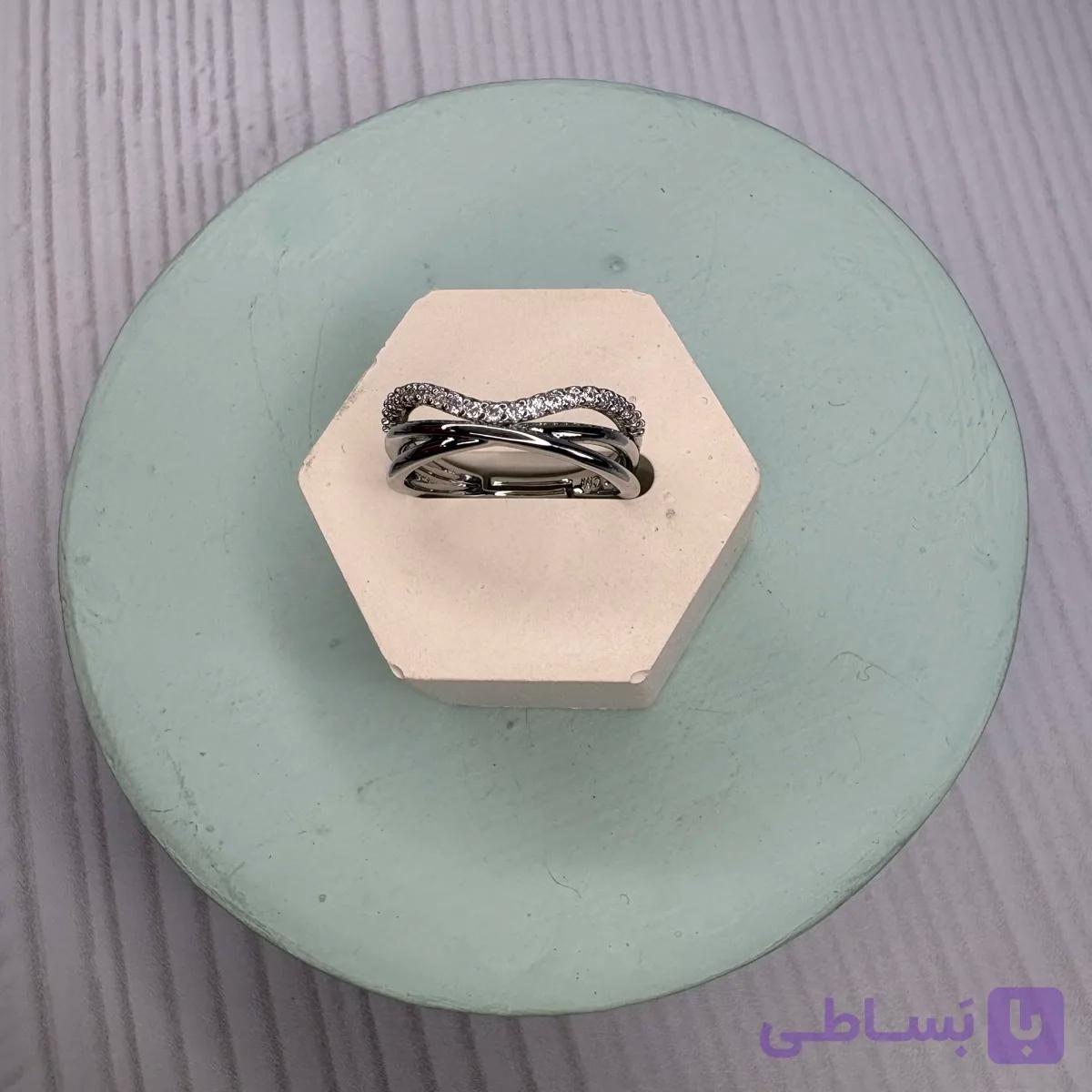 انگشتر موج ۳لاین نگینی